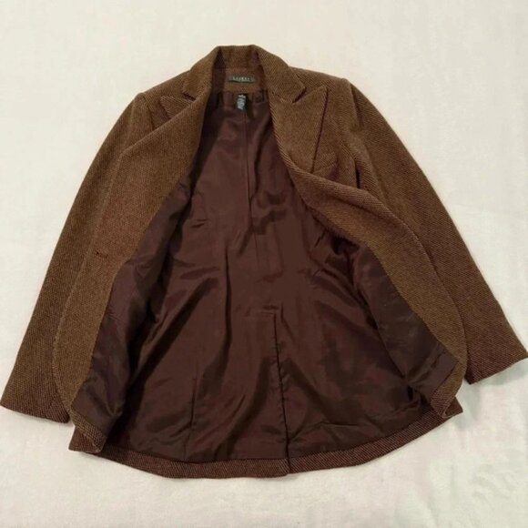 Lauren Ralph Lauren Wool Blend Herringbone Tweed Blazer Size 6 - Picture 7 of 13